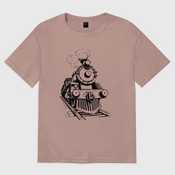 Женская футболка оверсайз Векторный паровоз