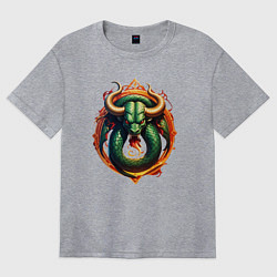 Женская футболка оверсайз Телец в тени змеи