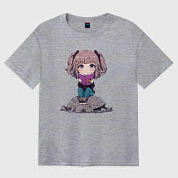 Женская футболка оверсайз Аниме тиби и книга