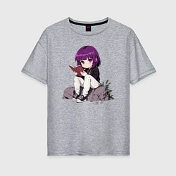 Футболка оверсайз женская Девочка с книжкой, цвет: меланж