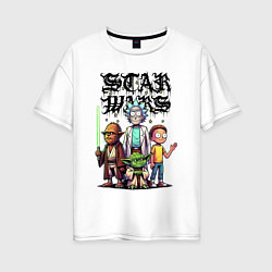 Женская футболка оверсайз Yoda and Chewbacca are friends of Rick and Morty -