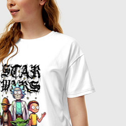 Футболка оверсайз женская Yoda and Chewbacca are friends of Rick and Morty -, цвет: белый — фото 2