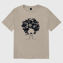 Женская футболка оверсайз Цветочная девушка