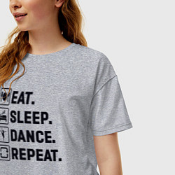 Футболка оверсайз женская Еда сон танец, цвет: меланж — фото 2