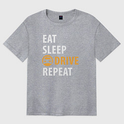 Футболка оверсайз женская Eat sleep drive, цвет: меланж