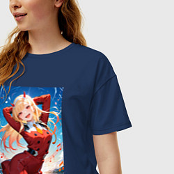 Футболка оверсайз женская Марин Китагава косплей 002 Darling in the Franxx, цвет: тёмно-синий — фото 2