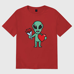 Женская футболка оверсайз Влюблённый инопланетянин