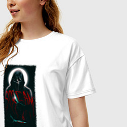 Футболка оверсайз женская Крик гостфейс с луной, цвет: белый — фото 2