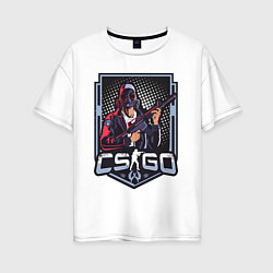 Футболка оверсайз женская Counter-Strike - спецназовец в противогазе, цвет: белый