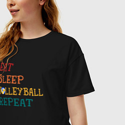 Футболка оверсайз женская Eat sleep volley, цвет: черный — фото 2