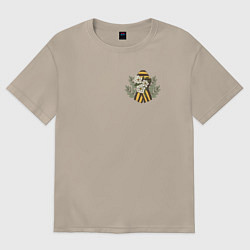 Футболка оверсайз женская 9 мая значок на сердце, цвет: миндальный