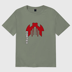 Футболка оверсайз женская Cortex красный чёрная обводка, цвет: авокадо