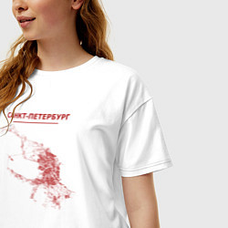 Футболка оверсайз женская Карта Санкт-Петербург красная, цвет: белый — фото 2