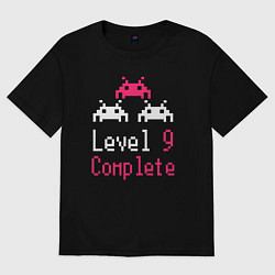 Футболка оверсайз женская Уровень 9 пройден, цвет: черный