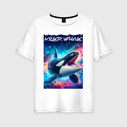 Футболка оверсайз женская Space killer whale - ai art fantasy, цвет: белый