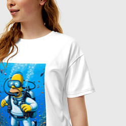 Футболка оверсайз женская Homer diving - ai art fantasy, цвет: белый — фото 2