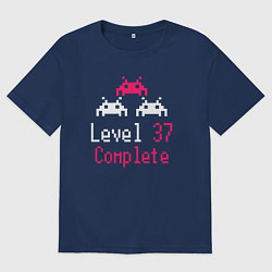 Футболка оверсайз женская Уровень 37 пройден, цвет: тёмно-синий