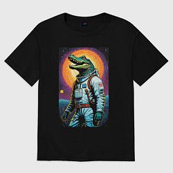 Женская футболка оверсайз Крокодил бравый космонавт - нейроарт