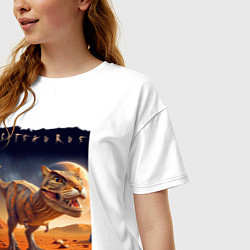 Футболка оверсайз женская Catsaurus - meme, цвет: белый — фото 2
