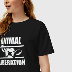 Футболка оверсайз женская Освобождение зверей, цвет: черный — фото 2