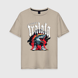 Футболка оверсайз женская Итальянские мемы акула в кроссовках, цвет: миндальный