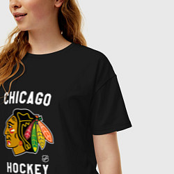Футболка оверсайз женская Chicago Blackhawks team NHL, цвет: черный — фото 2
