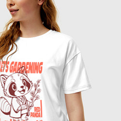 Футболка оверсайз женская Lets gardening red panda, цвет: белый — фото 2