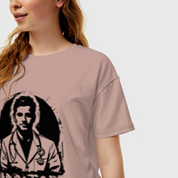 Футболка оверсайз женская Доктор в белом халате, цвет: пыльно-розовый — фото 2