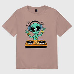 Женская футболка оверсайз Диджей инопланетянин