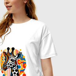 Футболка оверсайз женская Абстракция жираф в точечку, цвет: белый — фото 2
