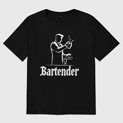Футболка оверсайз женская Бармен готовит коктейль, цвет: черный