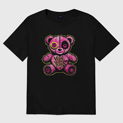 Футболка оверсайз женская Pink bear, цвет: черный