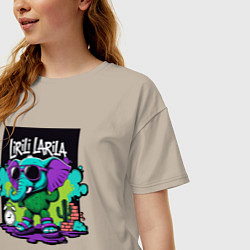 Футболка оверсайз женская Лирили Ларила итальянские мемы, цвет: миндальный — фото 2