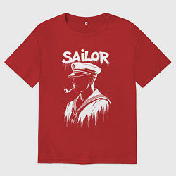 Женская футболка оверсайз Моряк с трубкой