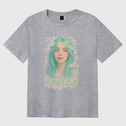 Женская футболка оверсайз Билли Айлиш с зелеными волосами