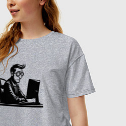 Футболка оверсайз женская Грустный офисный планктон, цвет: меланж — фото 2