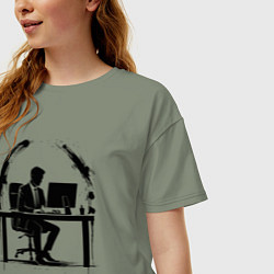 Футболка оверсайз женская Офисный планктон граффити, цвет: авокадо — фото 2