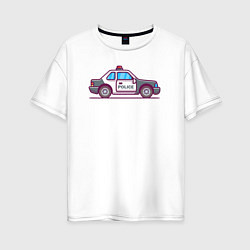 Футболка оверсайз женская Police car, цвет: белый