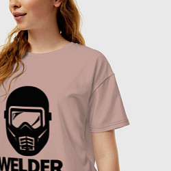 Футболка оверсайз женская Маска сварщика, цвет: пыльно-розовый — фото 2