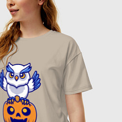 Футболка оверсайз женская Halloween owl, цвет: миндальный — фото 2