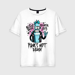 Футболка оверсайз женская Graffiti Bender - punks not dead, цвет: белый