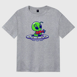 Футболка оверсайз женская Инопланетянин с бластером, цвет: меланж