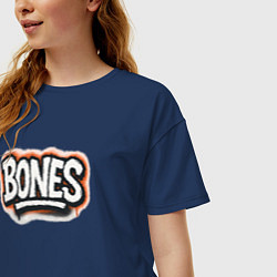 Футболка оверсайз женская Bones уличный логотип, цвет: тёмно-синий — фото 2