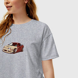 Футболка оверсайз женская Японская машина арт, цвет: меланж — фото 2
