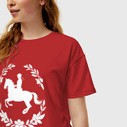 Футболка оверсайз женская Всадник в венке, цвет: красный — фото 2