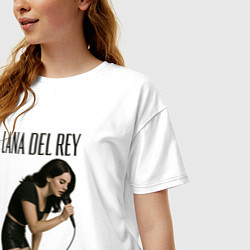 Футболка оверсайз женская Lana Del Rey с микрофоном, цвет: белый — фото 2