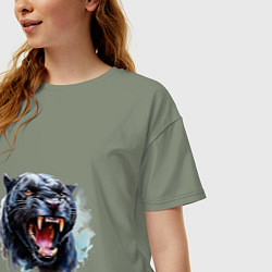 Футболка оверсайз женская Пантера оскал, цвет: авокадо — фото 2