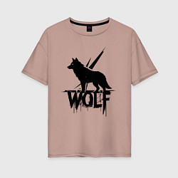 Футболка оверсайз женская Волк на страже, цвет: пыльно-розовый