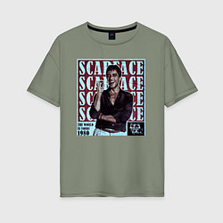 Футболка оверсайз женская Scarface постер, цвет: авокадо