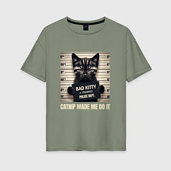 Футболка оверсайз женская Bad Kitty, цвет: авокадо
